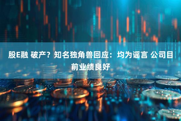 股E融 破产？知名独角兽回应：均为谣言 公司目前业绩良好