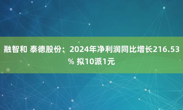 融智和 泰德股份：2024年净利润同比增长216.53% 拟10派1元