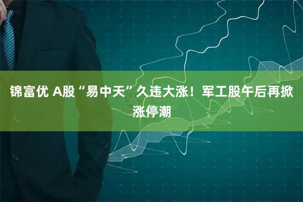 锦富优 A股“易中天”久违大涨！军工股午后再掀涨停潮