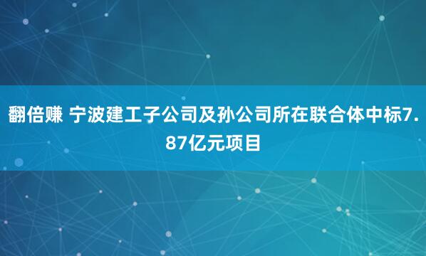 翻倍赚 宁波建工子公司及孙公司所在联合体中标7.87亿元项目