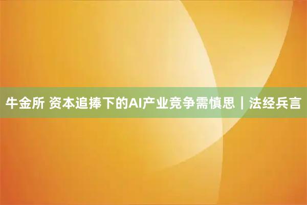 牛金所 资本追捧下的AI产业竞争需慎思｜法经兵言